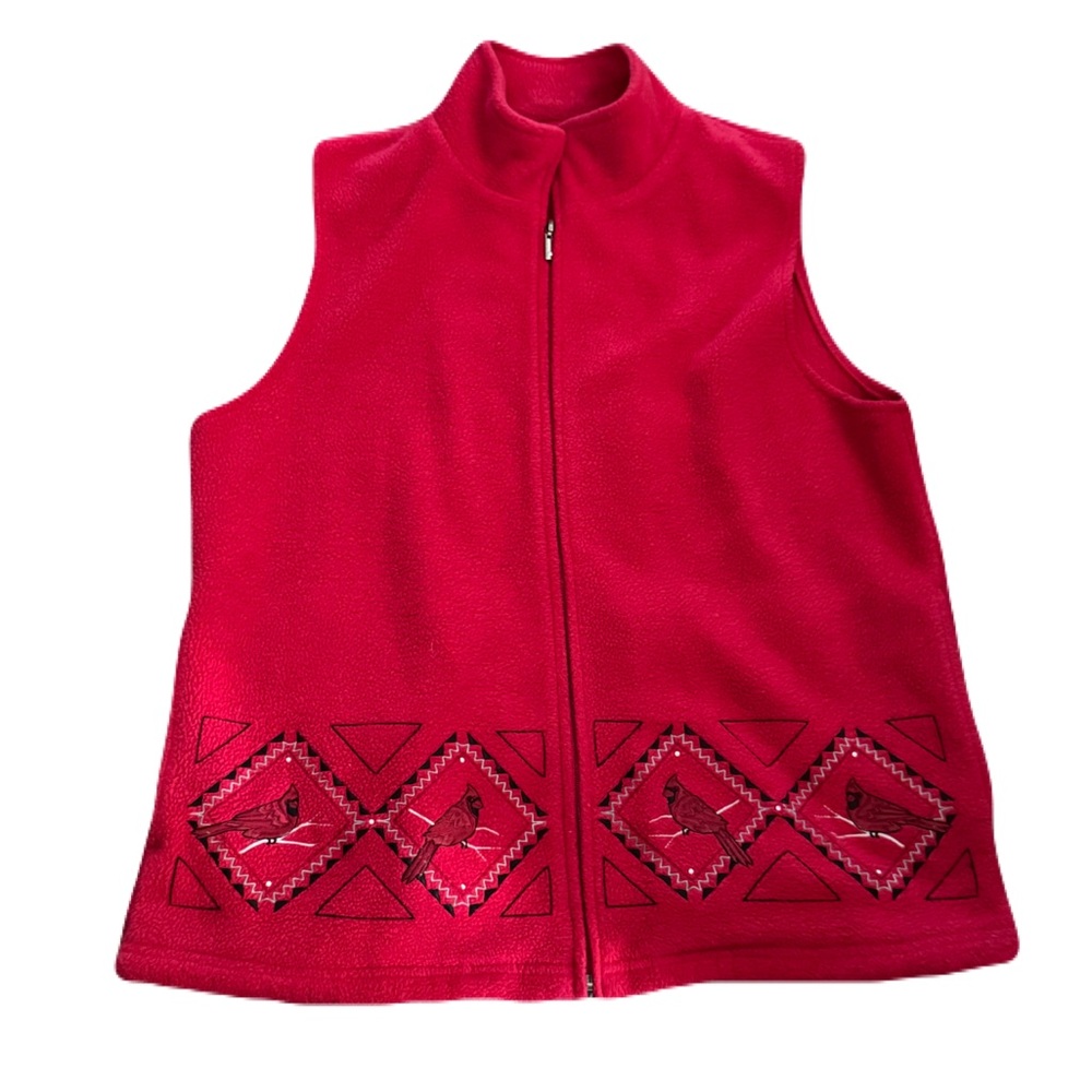 Northern Reflections Vibrant Red Fleece Vest Size M Cardinal Design